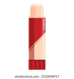 Red glue stick standing upright with its cap off, showcasing its adhesive power for creative projects and crafts