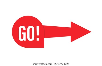 Red go bubble with arrow symbol. abstract flat style trend modern move logotype graphic web design element. concept of choice of direction or call to action badge. Vector illustration