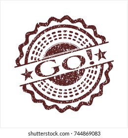 Red Go! distress grunge seal