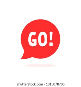 red go simple speech bubble like action. flat minimal style trend modern relocation speak logotype graphic abstract design element isolated on white background. concept of easy motivation label