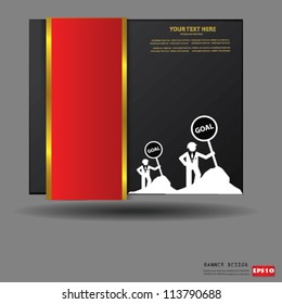 Red goal business banner for text,Vector