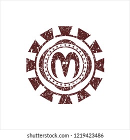 Red goat head icon inside distressed rubber grunge seal