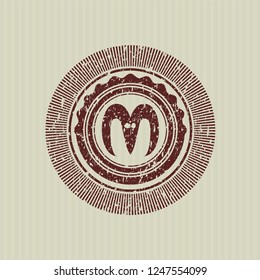 Red goat head icon inside distress rubber texture