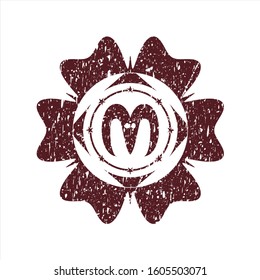 Red goat head icon inside distress grunge style stamp