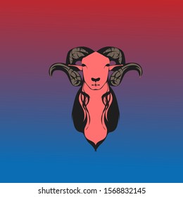 red goat head mascot vector