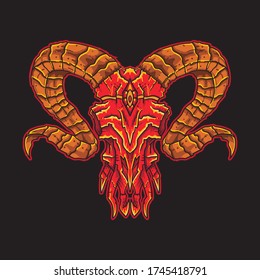 Red Goat Skull Vector for tshirt design or art print