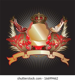 Escudo de curvas 3D de oro rojo
