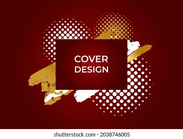 Red and gold abstract background with geometric shapes, gradient color, halftone decoration. Modern luxury corporate concept design for banner, tech background, flier, poster and more