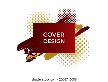 Red and gold abstract background with geometric shapes, gradient color, halftone decoration. Modern luxury corporate concept design for banner, tech background, flier, poster and more