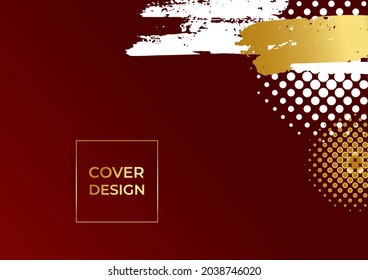 Fondo abstracto de color rojo y dorado con formas geométricas, color gradiente, decoración a medio tono. Diseño de concepto corporativo de lujo moderno para banner, fondo tecnológico, volante, afiche y más