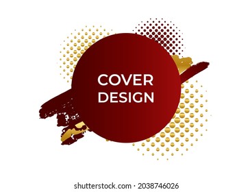 Red and gold abstract background with geometric shapes, gradient color, halftone decoration. Modern luxury corporate concept design for banner, tech background, flier, poster and more