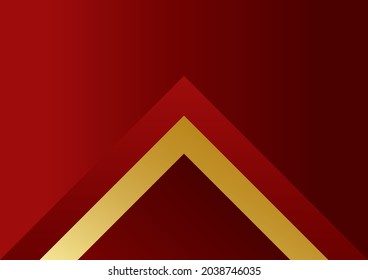 Abstrakter roter und goldener Hintergrund mit geometrischen Formen, Farbverlauf-Farbe, Halbtondekoration. Modernes luxuriöses Corporate Design für Banner, technischen Hintergrund, Flyer, Poster und mehr