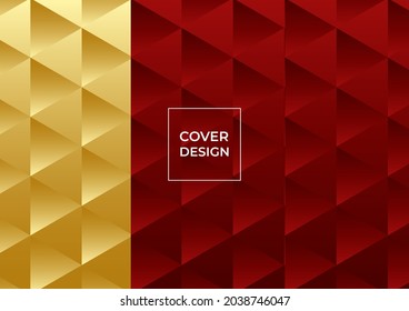 Fondo abstracto de color rojo y dorado con formas geométricas, color gradiente, decoración a medio tono. Diseño de concepto corporativo de lujo moderno para banner, fondo tecnológico, volante, afiche y más