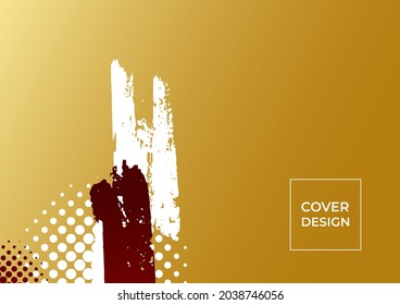 Red and gold abstract background with geometric shapes, gradient color, halftone decoration. Modern luxury corporate concept design for banner, tech background, flier, poster and more