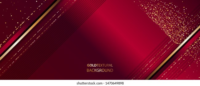 Red and gold abstract background luxury dark red and golden line template premium vector illustration
