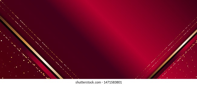 Red and gold abstract background luxury dark red and golden line template premium vector