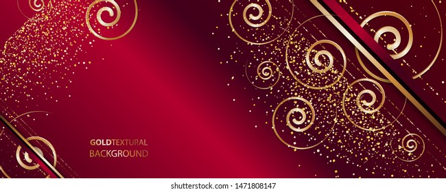 Red and gold abstract background luxury golden line template premium vector