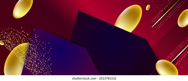 Red and gold abstract background luxury dark red and golden line template premium vector