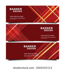Red and gold Abstract Geometric Web Banner Design template set