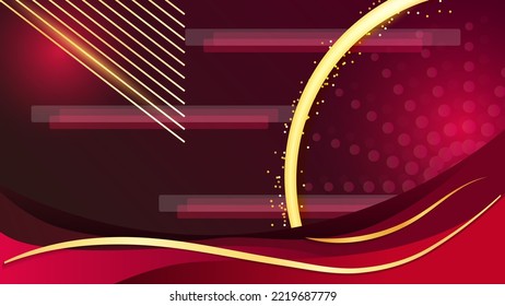 Red Gold Abstract Vector Background. waved lines for brochure, website, flyer design. Transparent lines.