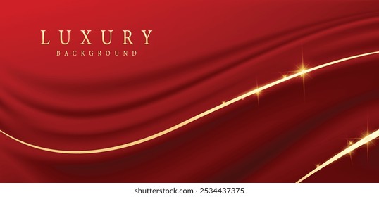 Red and gold Abstract vector background luxury cloth or liquid wave or wavy folds of grunge silk texture satin velvet material stock illustration, Silk, Textile, Backgrounds, Satin