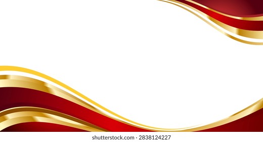 Red and gold abstract wavy border frames a blank white backdrop for presentation templates.