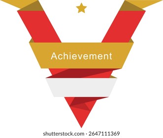 Red and Gold Achievement Ribbon – Performance Reward Vector