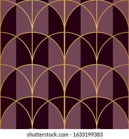 Red and Gold Arch Art Deco Inspired Seamless Pattern Print Background