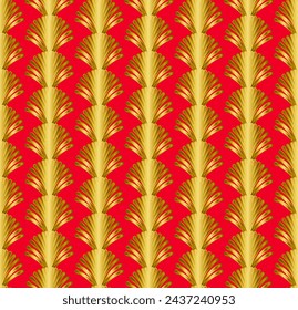 Red Gold Art Deco Seamless Repeat Pattern Background