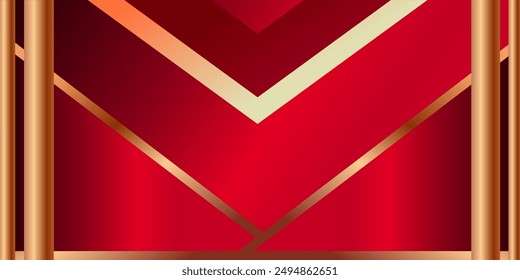 Red and Gold Award gradient Background. Abstract red and gold ribbons background. Red Maroon Golden Side Corners Award Background design