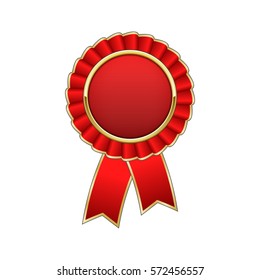 Red Gold Award Rosette Ribbon Stock Vector (Royalty Free) 572456557 ...