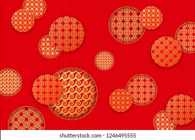 Red and Gold background for Chinese New Year Greeting Card. Vector EPS10