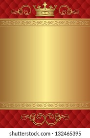 red and gold background with crown