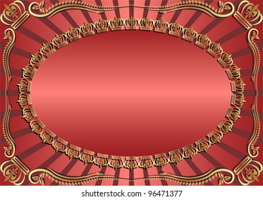 red and gold background with crowns