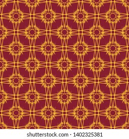 Red and Gold background. Damask pattern. Flowers. Abstract shapes composition. Eps8 vector.
