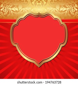 red and gold  background with decorative frame