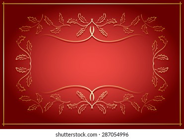 red and gold background with frame in center - vector
