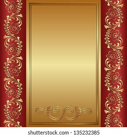red and gold background with ornaments