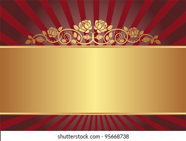 red and gold background with roses