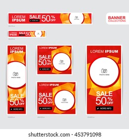Red and gold banner advertising templates design