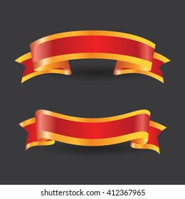 Red Gold Banner ribbon vector set