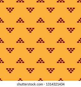 Red Gold bars icon isolated seamless pattern on brown background. Banking business concept. Vector Illustration
