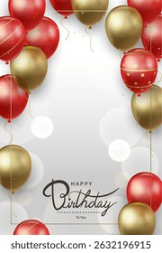 Red and gold birthday greeting card