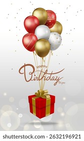 Red and gold birthday greeting card