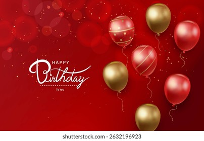 Red and gold birthday greeting card