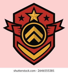 Vermelho Ouro Preto Militar Rank Logo Escudo Insígnia Emblema