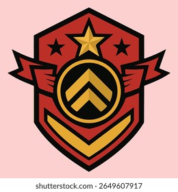 Red Gold Black Military Rank Chevron Insignia Badge Emblem Design vector