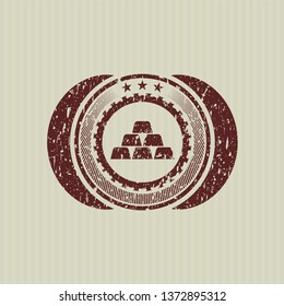 Red gold bullion icon inside rubber stamp