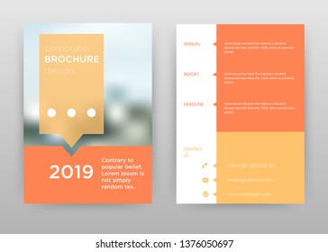 Red gold business brochure flyer design. Multipurpose abstract brochure template with cover & back pages. Geometric leaflet vector design. Annual report presentation. Vertical A4 format.