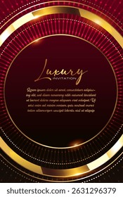 Red and Gold Ceremony Round Card Template, Elegant Celebration Invite with Classic Border Elements. Traditional Ceremony Announcement Card with Elegant Elements and Classic Finish

